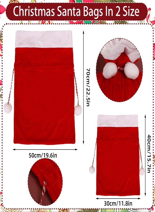 GlyinnHe 2pcs Christmas Velvet Santa Bags with Drawstring, Red Santa Gift Bags Large Christmas Gift Sack for Xmas Present Party Supply Costume Holiday Wrapping，2 Sizes - Image 2